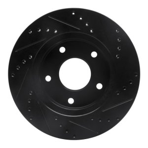 Chevrolet Blazer Brake Rotor (1) - Front Left - R1 Concepts - Drilled & Slotted - Black - `97-`05